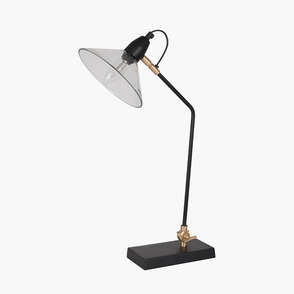 Industrial Matt Black Desk Lamp – Glass Shade & Adjustable Design  