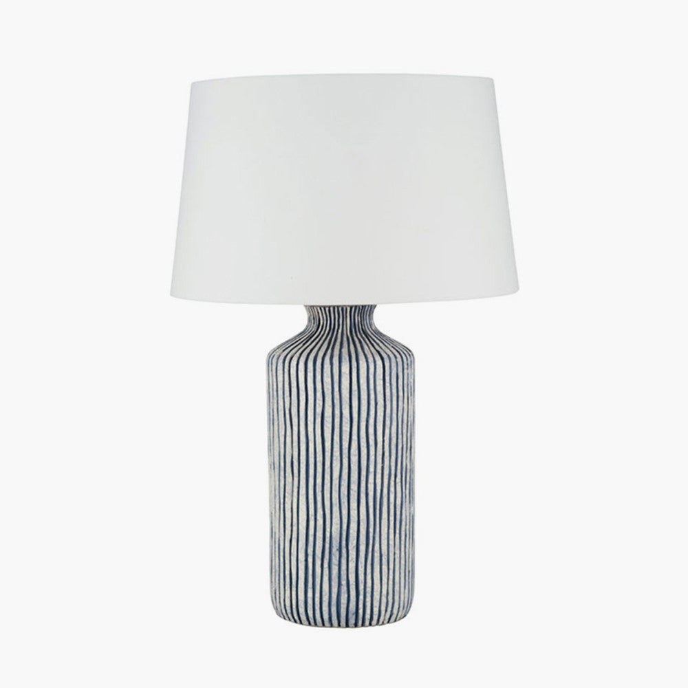 Rustic Blue & White Striped Ceramic Table Lamp Base