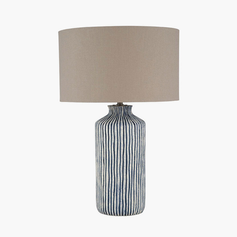 Rustic Blue & White Striped Ceramic Table Lamp Base