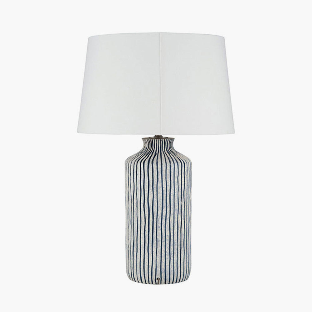 Rustic Blue & White Striped Ceramic Table Lamp Base