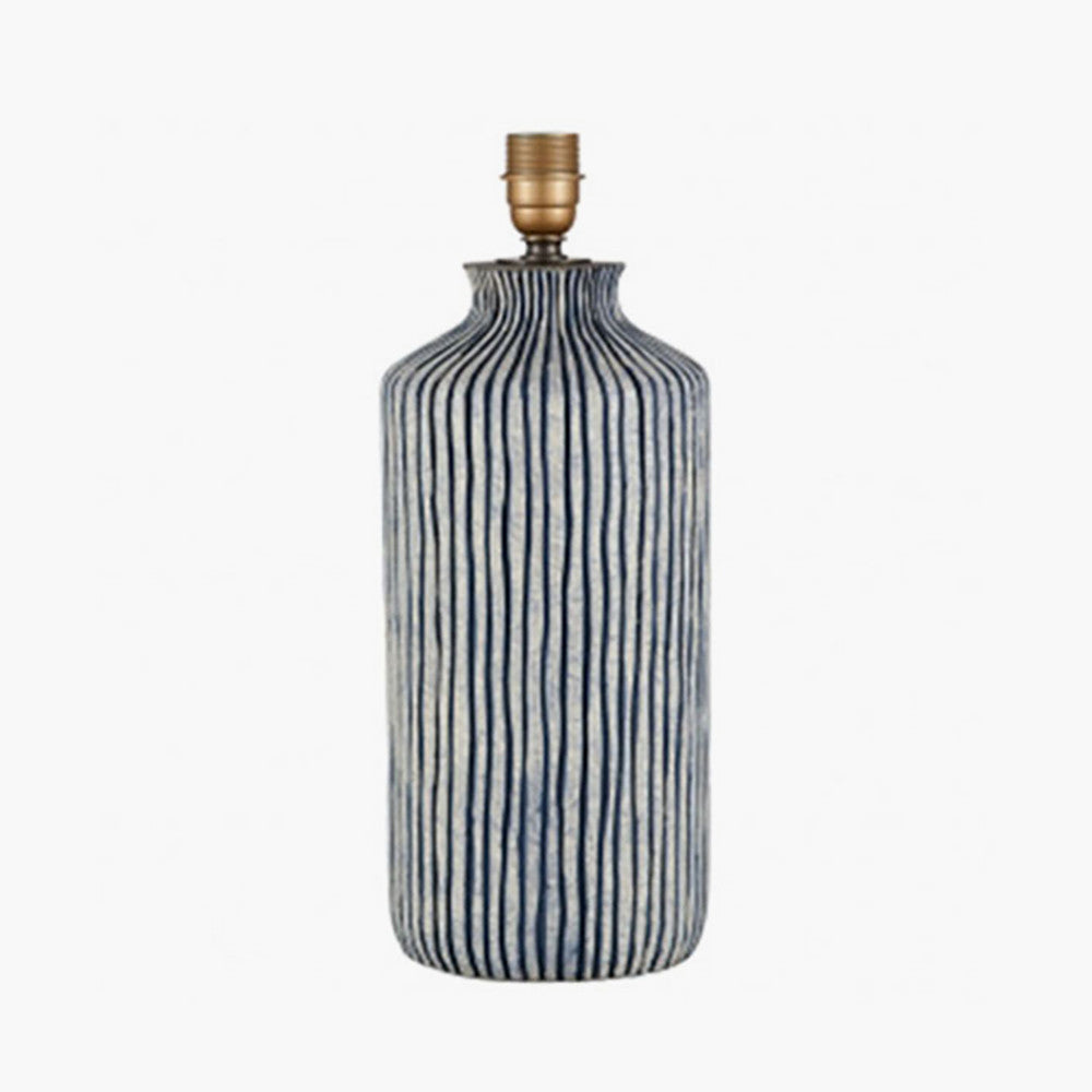 Charming Striped Ceramic Table Lamp – Blue & White HandPainted Design  