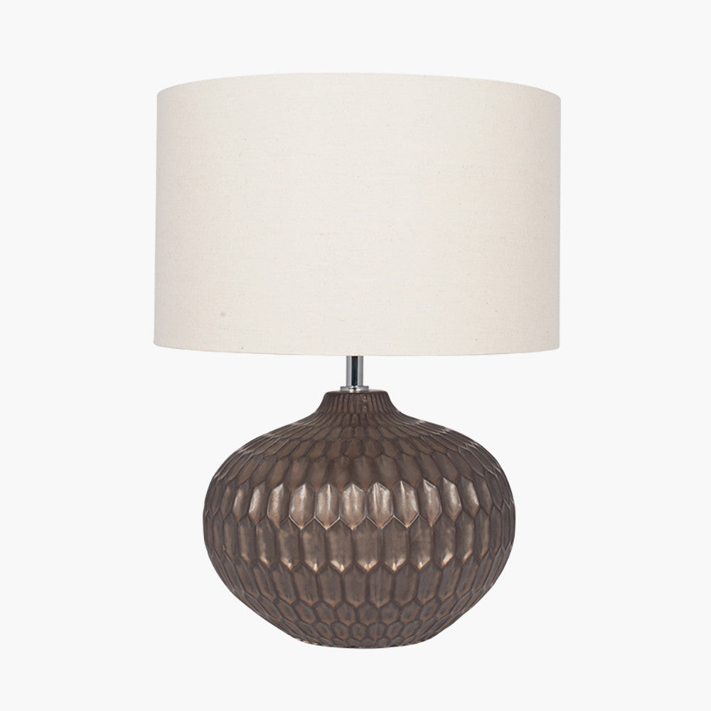 Modern Ceramic Table Lamp – Bronze Finish & Honeycomb Texture  