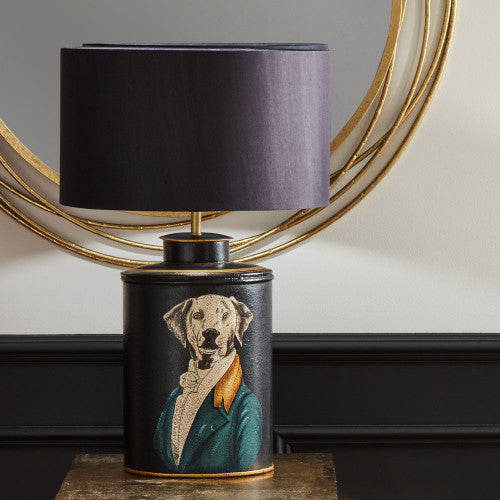 Quirky Black Metal Table Lamp Base – Dog Portrait Design