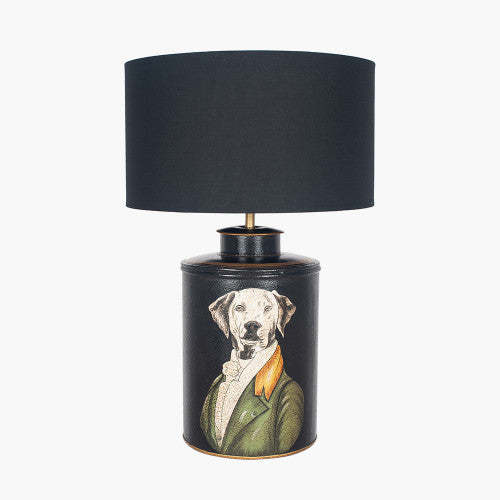 Quirky Black Metal Table Lamp Base – Dog Portrait Design