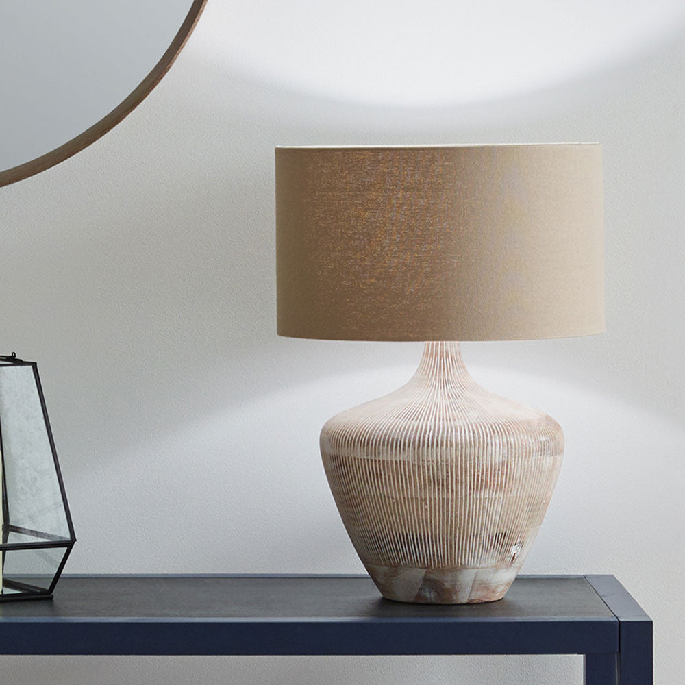 Elegant Wooden Table Lamp Base – White Wash Finish - 