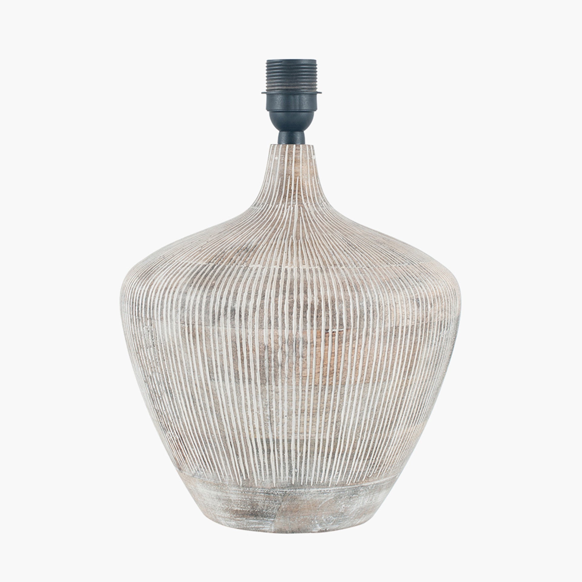 Elegant Wooden Table Lamp Base – White Wash Finish - 