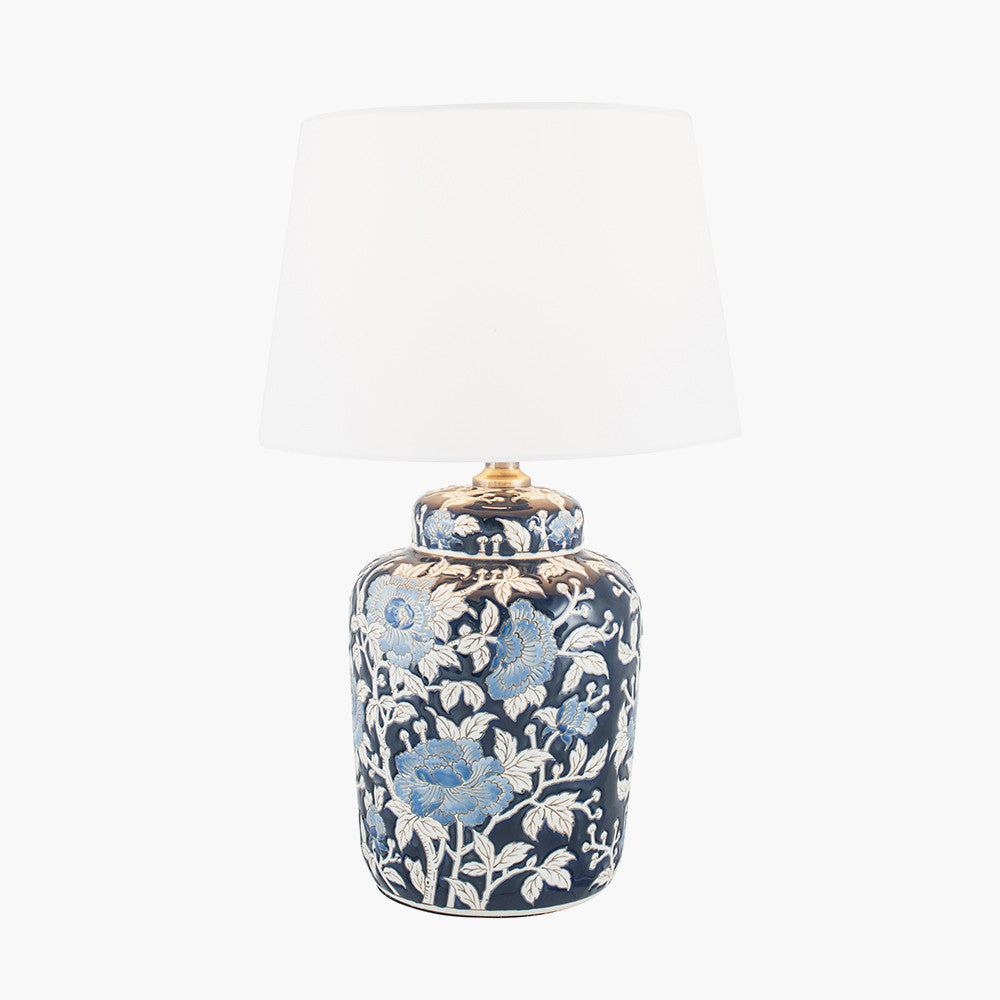 Elegant Hand Painted Ceramic Table Lamp – Blue Floral Detailing