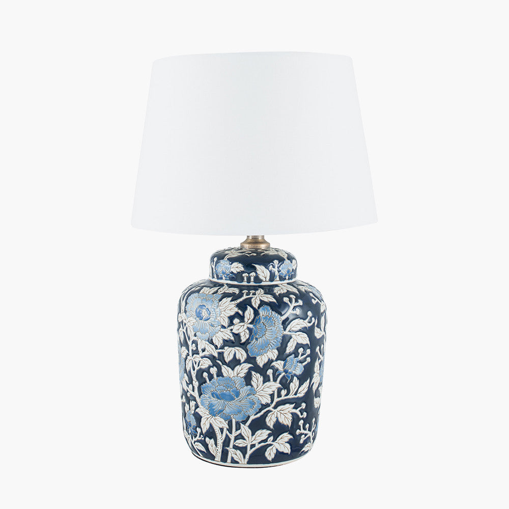 Elegant Hand Painted Ceramic Table Lamp – Blue Floral Detailing