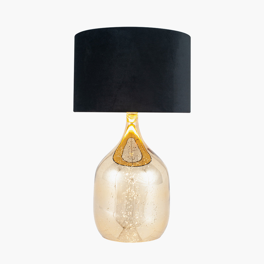 Elegant Champagne Gold Glass Table Lamp – Black Velvet Shade