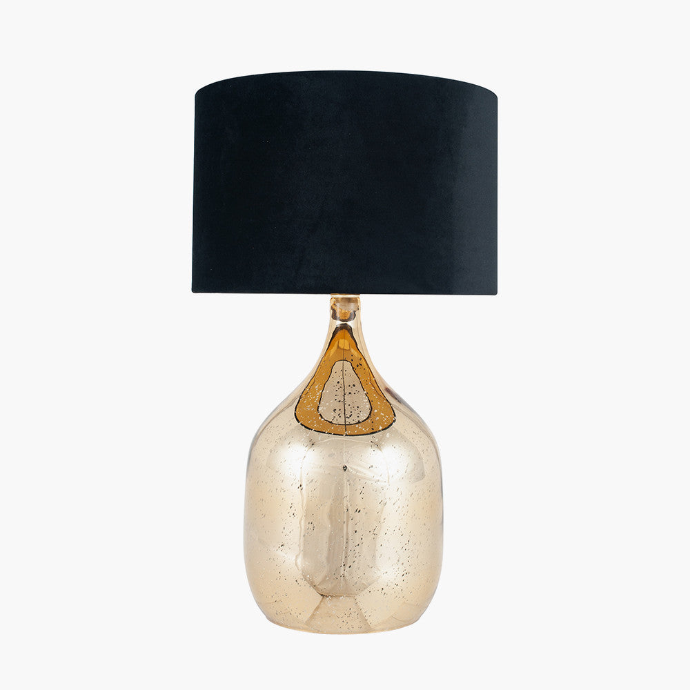 Elegant Champagne Gold Glass Table Lamp – Black Velvet Shade  