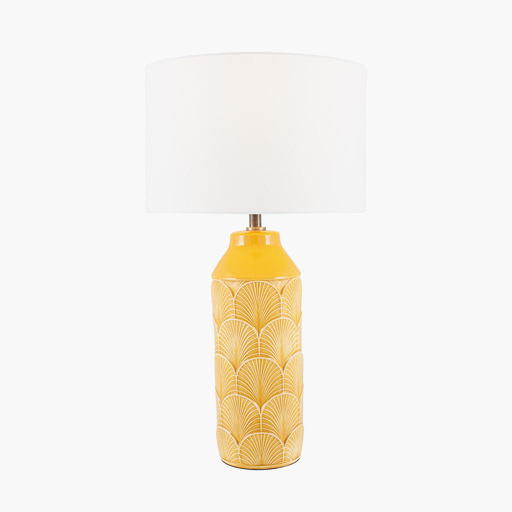 Modern Mustard Ceramic Table Lamp – Sculpted Art Deco Design