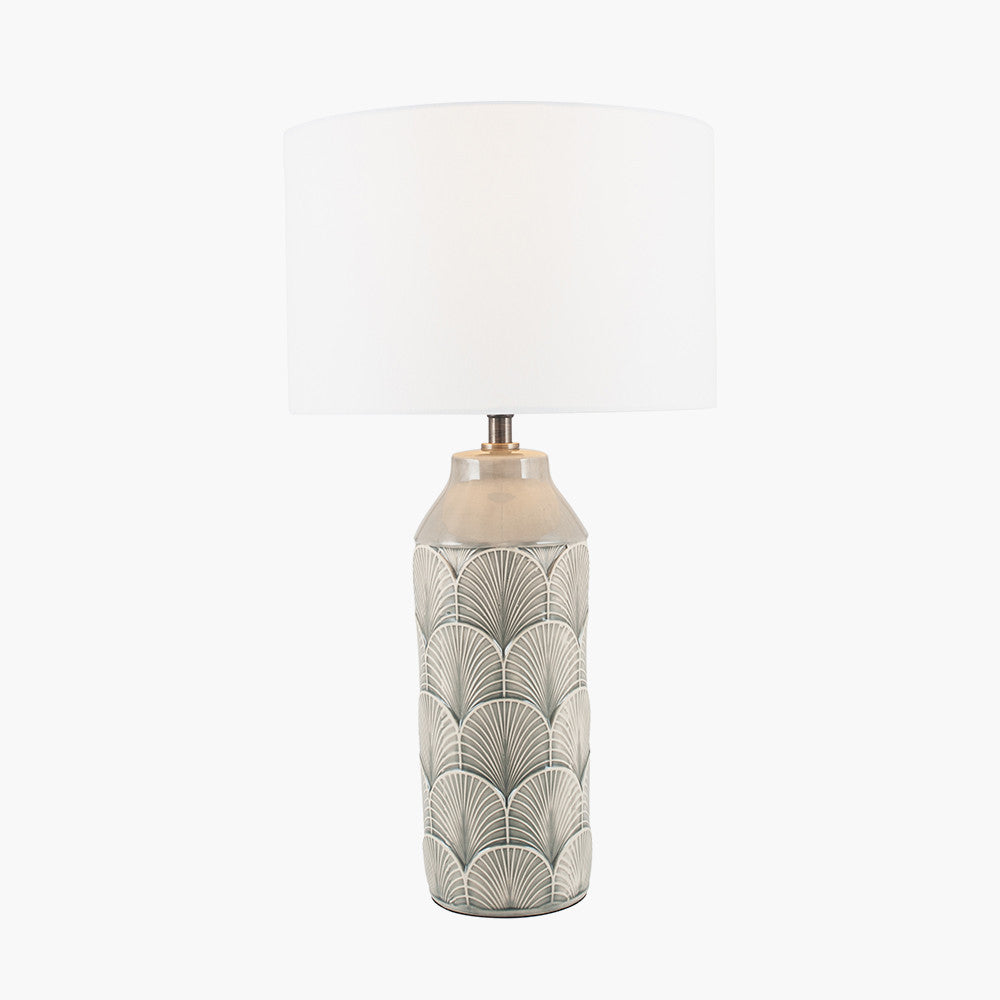 Elegant Grey Ceramic Table Lamp – Textured Pattern & Modern Style