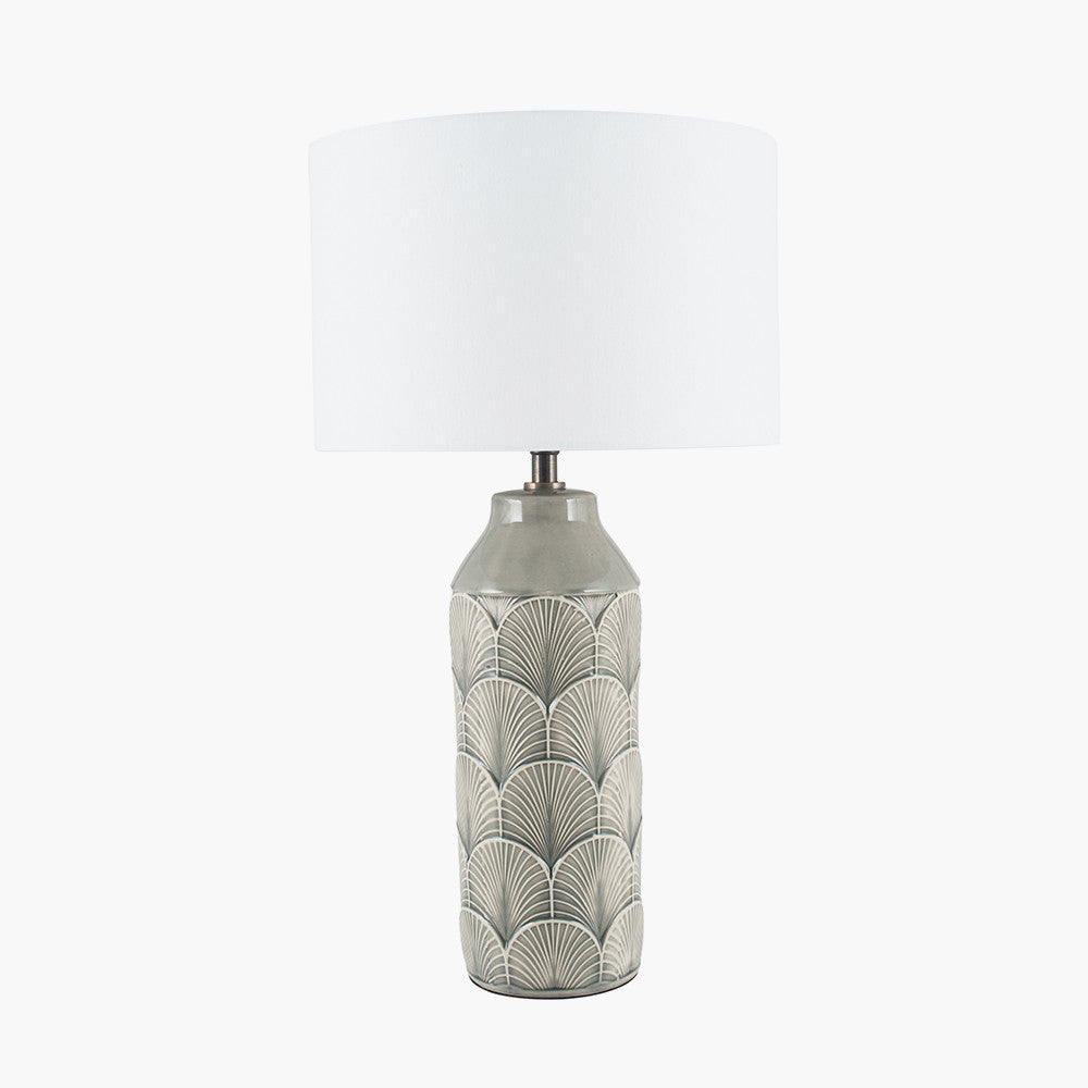 Elegant Grey Ceramic Table Lamp – Textured Pattern & Modern Style  