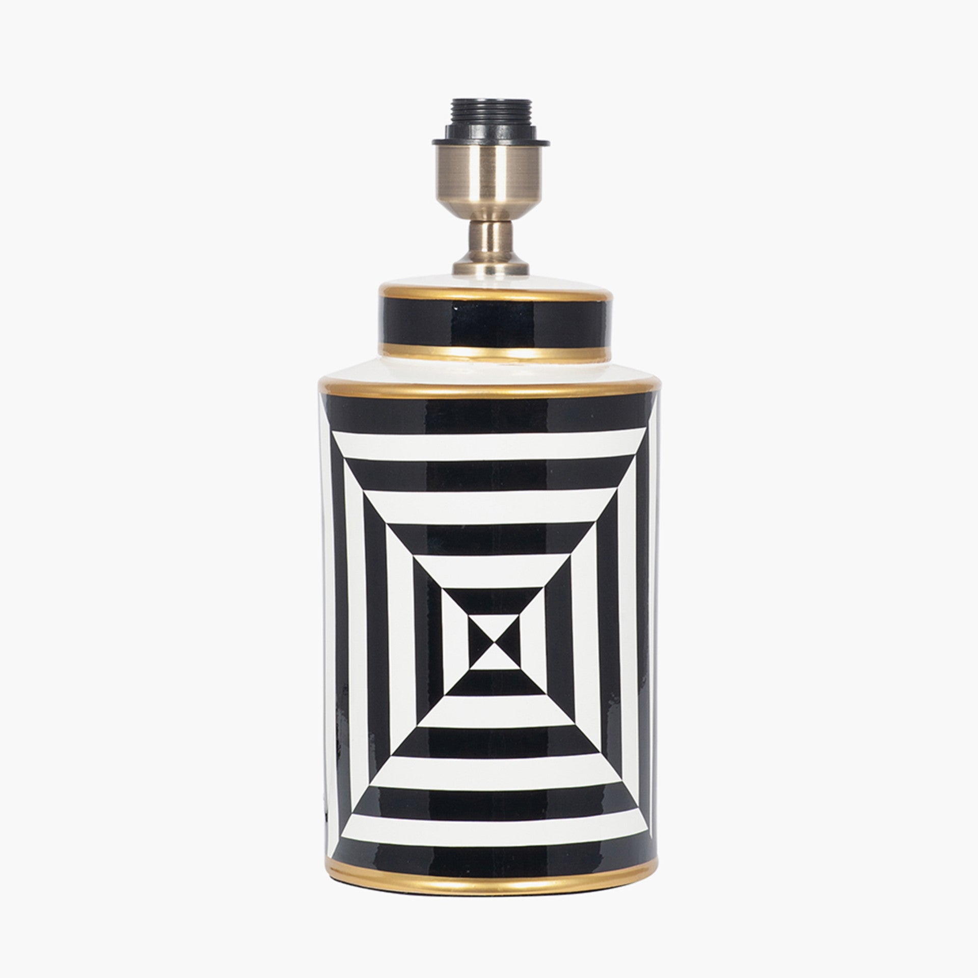 Bold Ceramic Table Lamp – Black & White Geometric Design  