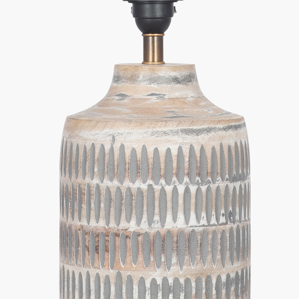 Rustic Grey Wood Table Lamp Base – Textured Finish & Compact Design