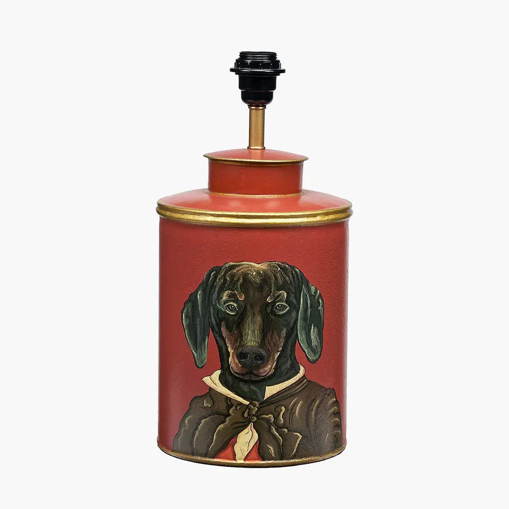 Quirky Red & Gold Dog Table Lamp Base – Hand Painted Design