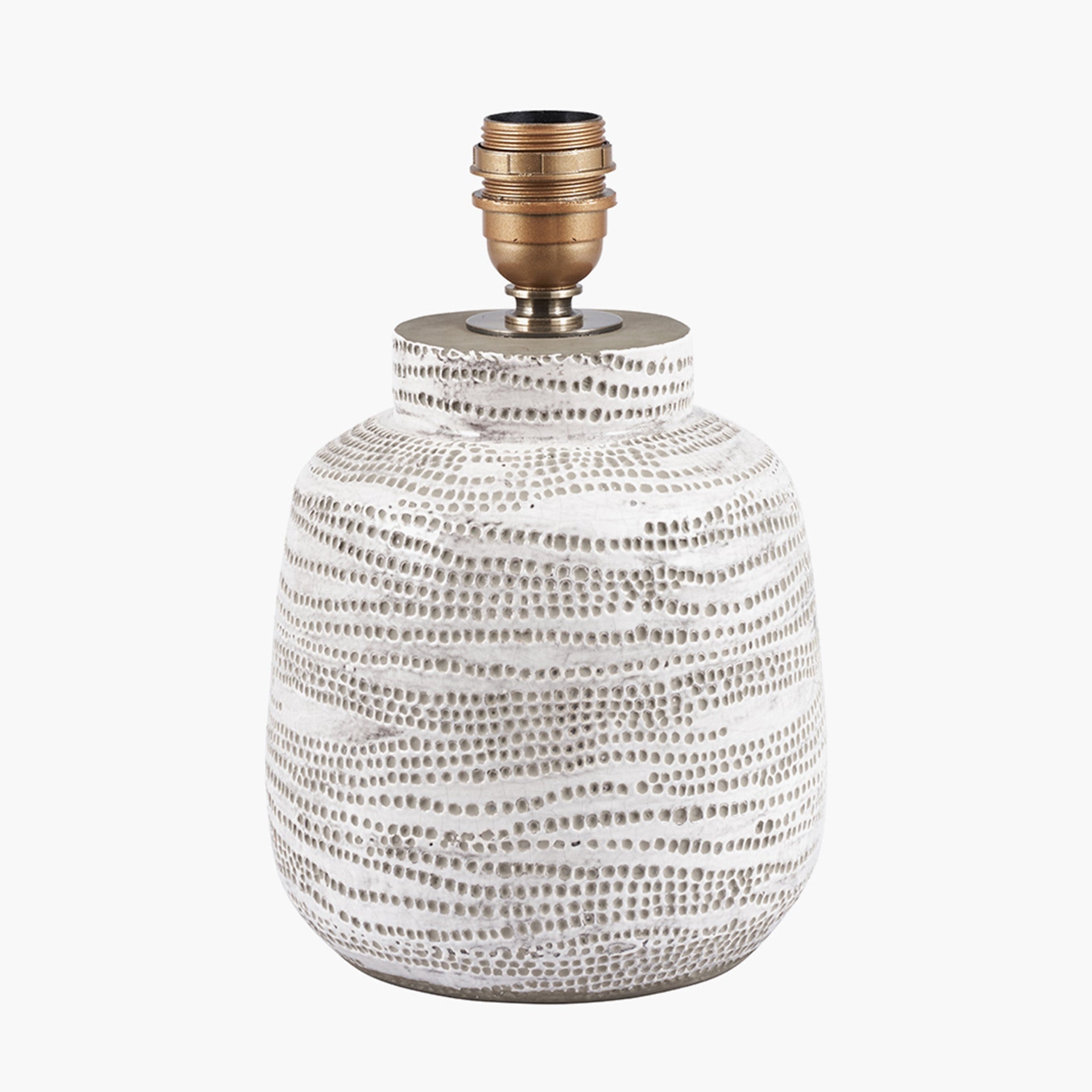 Contemporary White Stoneware Table Lamp – Textured Base & Fabric Shade  