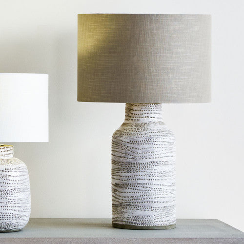 Stylish White Stoneware Lamp Base – Modern & Textured Design