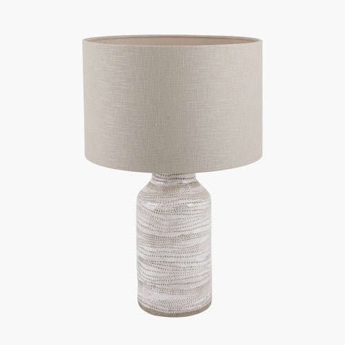 Stylish White Stoneware Lamp Base – Modern & Textured Design