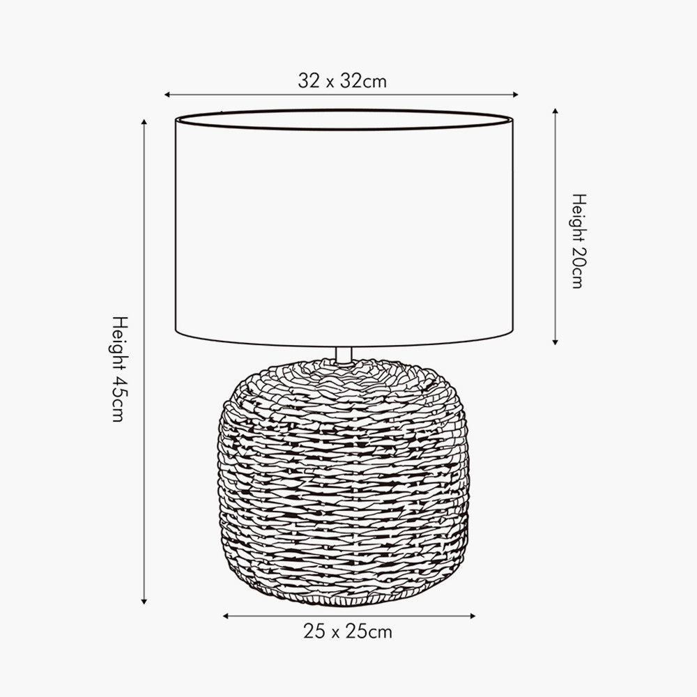Rustic Jute Table Lamp – Natural Base with Soft Fabric Shade