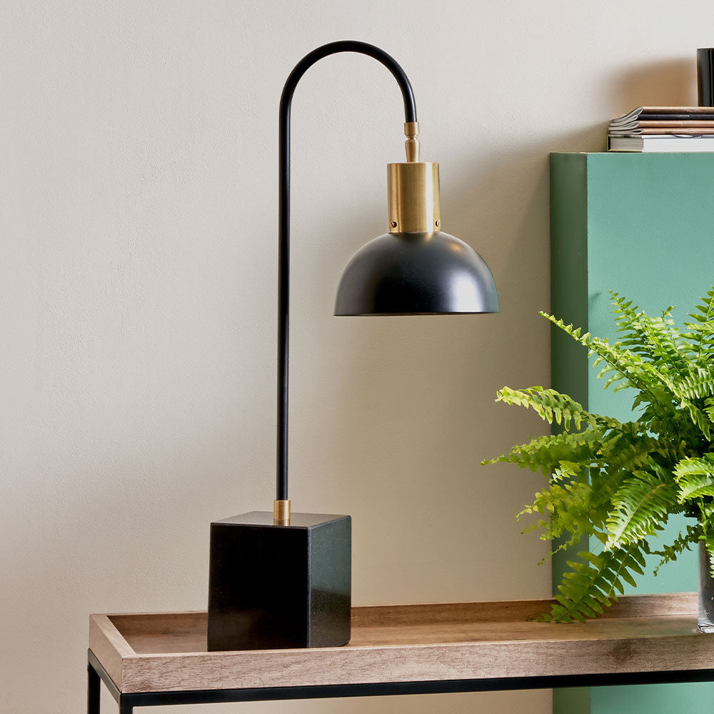 Modern Black & Gold Metal Desk Lamp – Arched Design & Sleek Base  