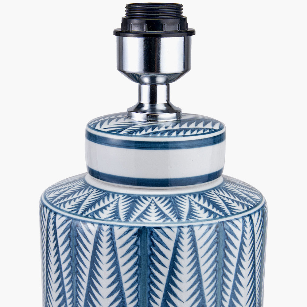 Elegant Blue Ceramic Table Lamp Base – Patterned Design