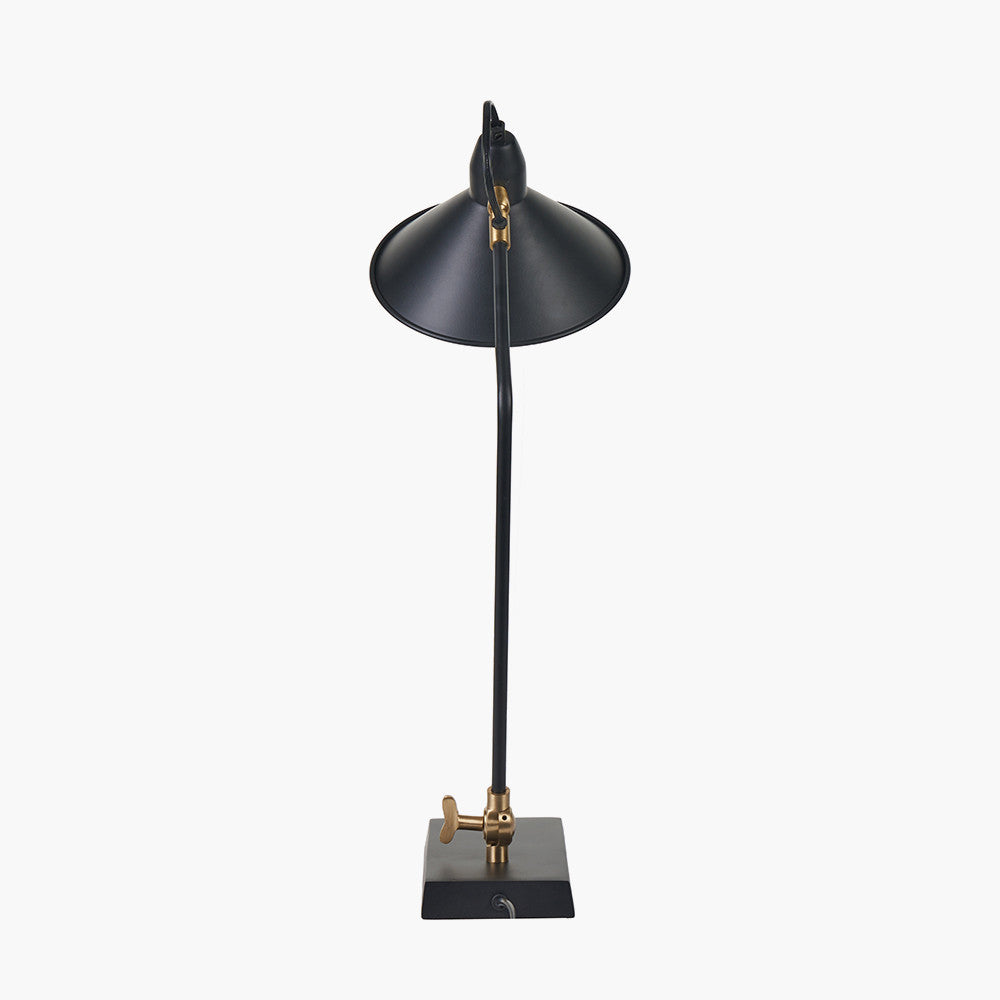 Industrial Metal Desk Lamp – Matt Black Finish & Adjustable Brass Accent