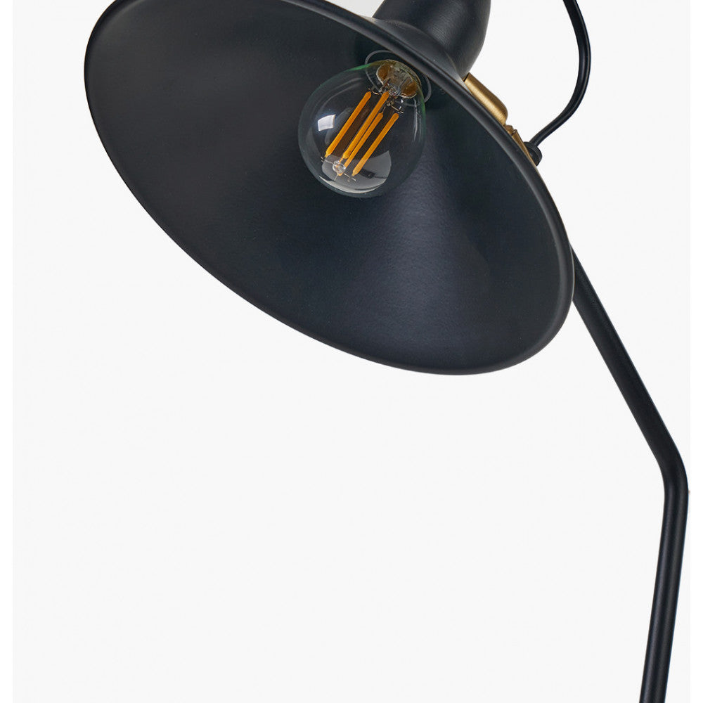 Industrial Metal Desk Lamp – Matt Black Finish & Adjustable Brass Accent