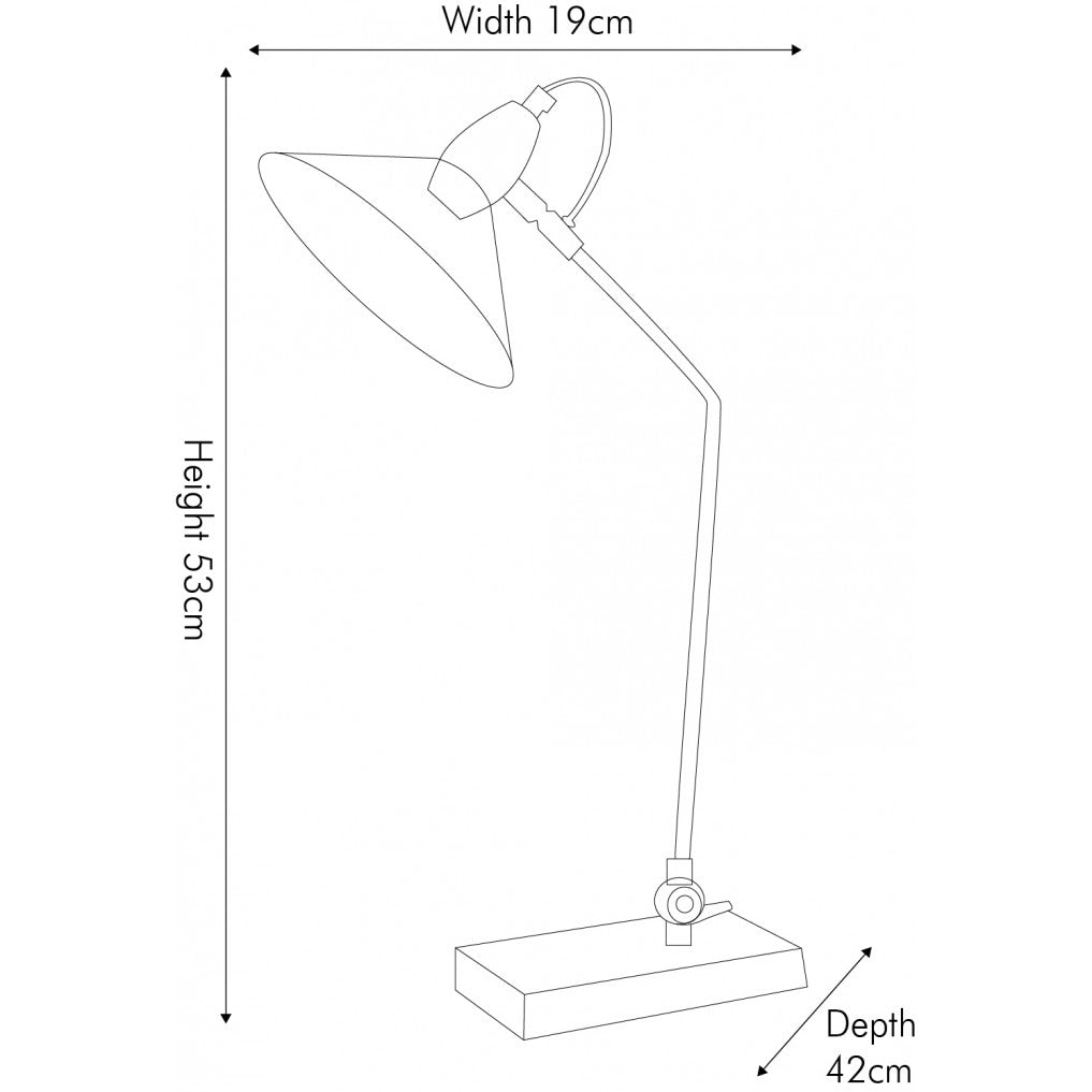 Industrial Metal Desk Lamp – Matt Black Finish & Adjustable Brass Accent