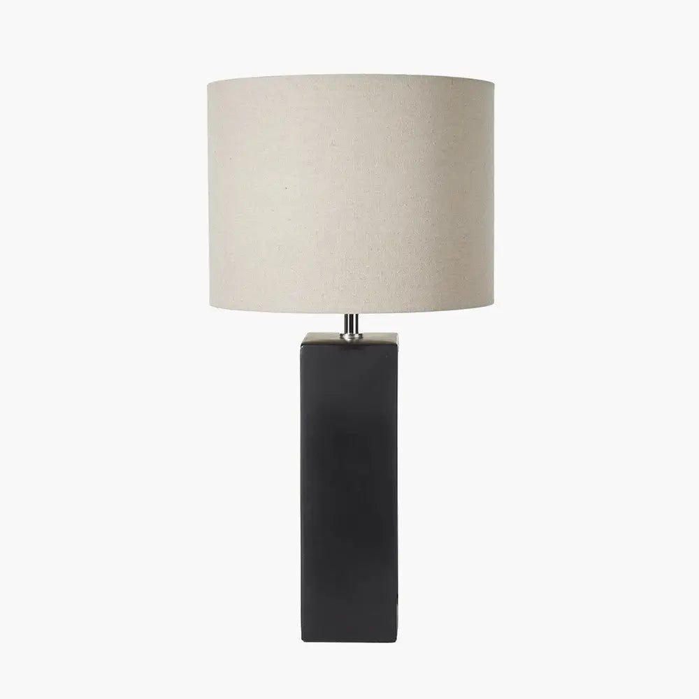 Modern Matt Black Ceramic Table Lamp – Off-White Cotton Shade