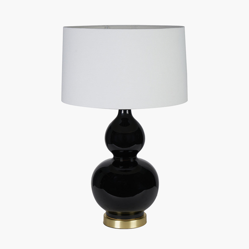 Modern Black Ceramic Table Lamp – Double Gourd Base & White Shade  