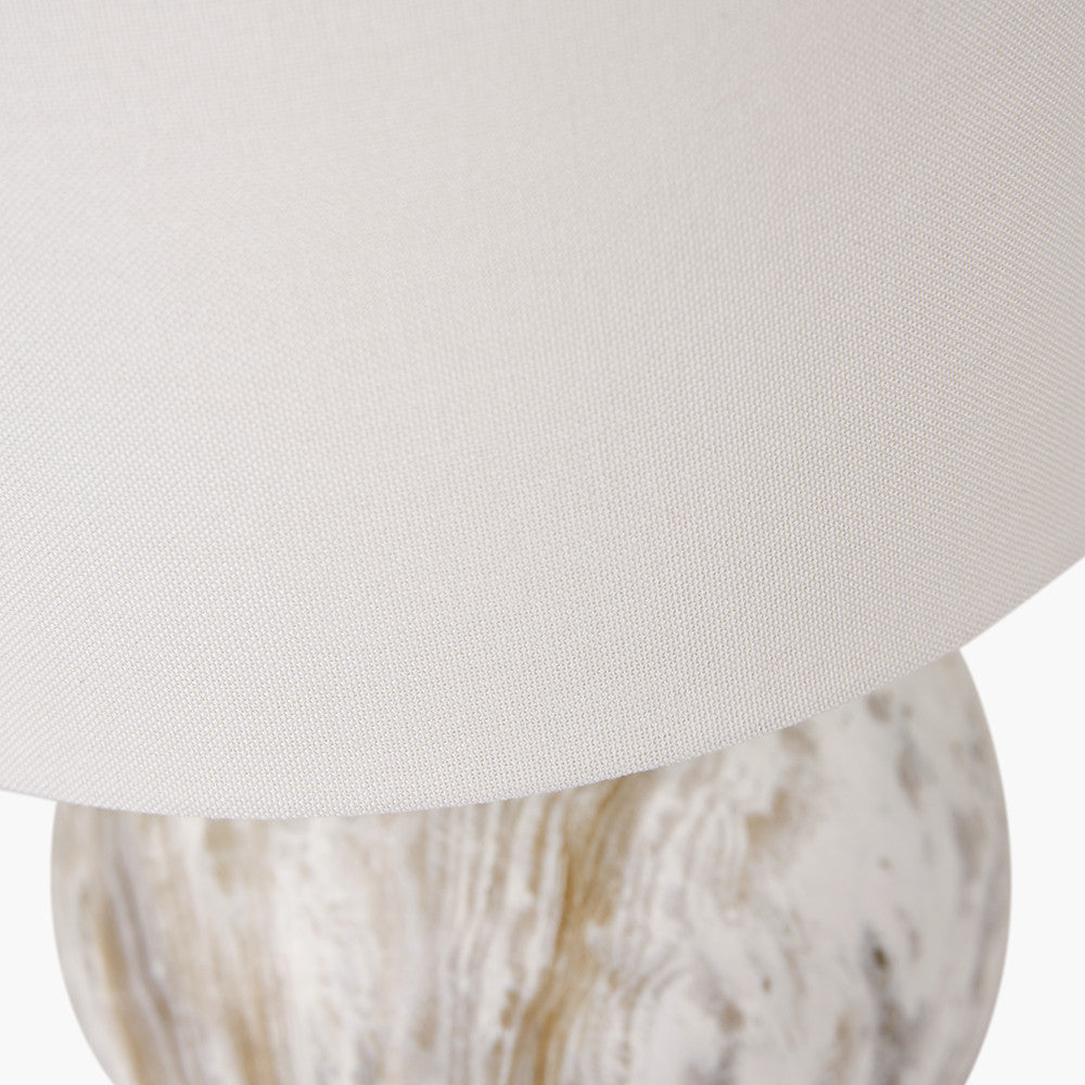 Elegant Grey Stone Ceramic Table Lamp with Fabric Shade – 37cm