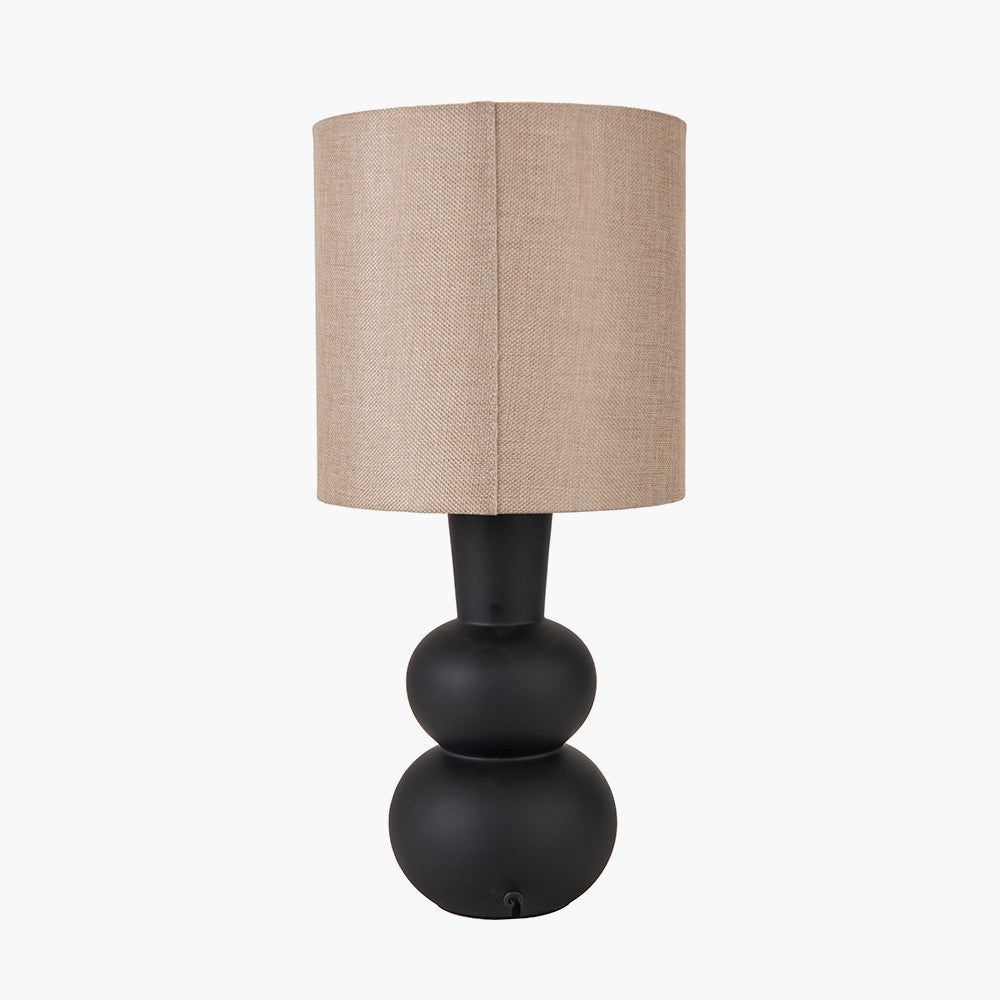 Modern Black Ceramic Table Lamp – Matte Base & Linen Shade - 