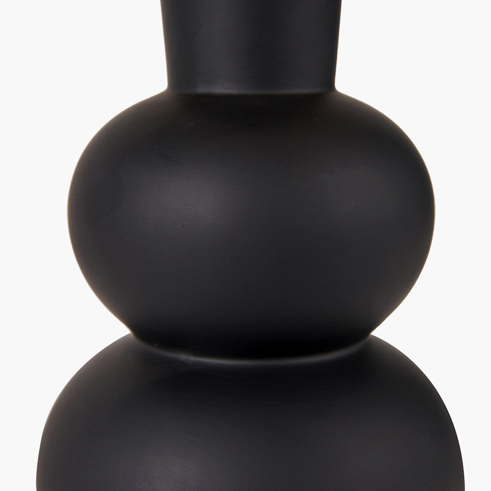 Modern Black Ceramic Table Lamp with Linen Shade -51cm