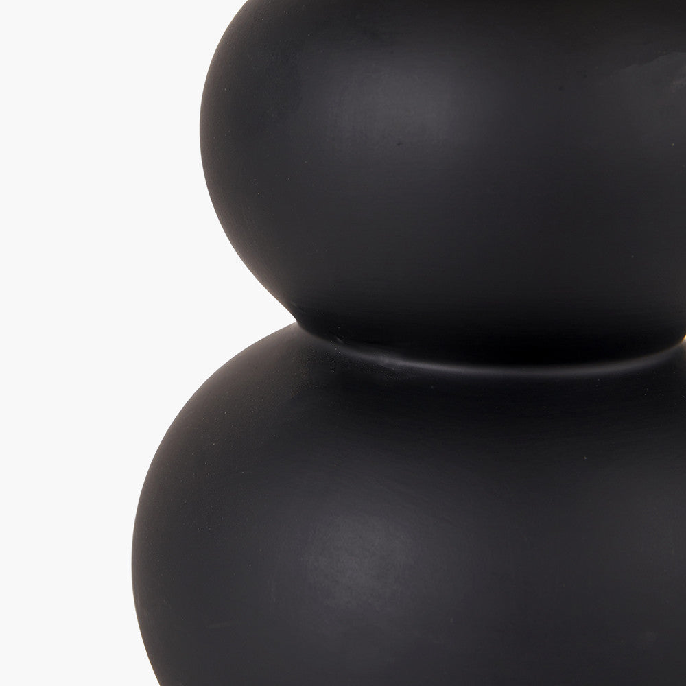 Modern Black Ceramic Table Lamp with Linen Shade -51cm