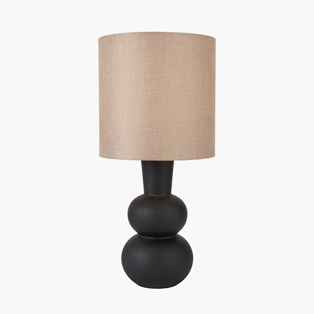 Modern Black Ceramic Table Lamp with Linen Shade -51cm