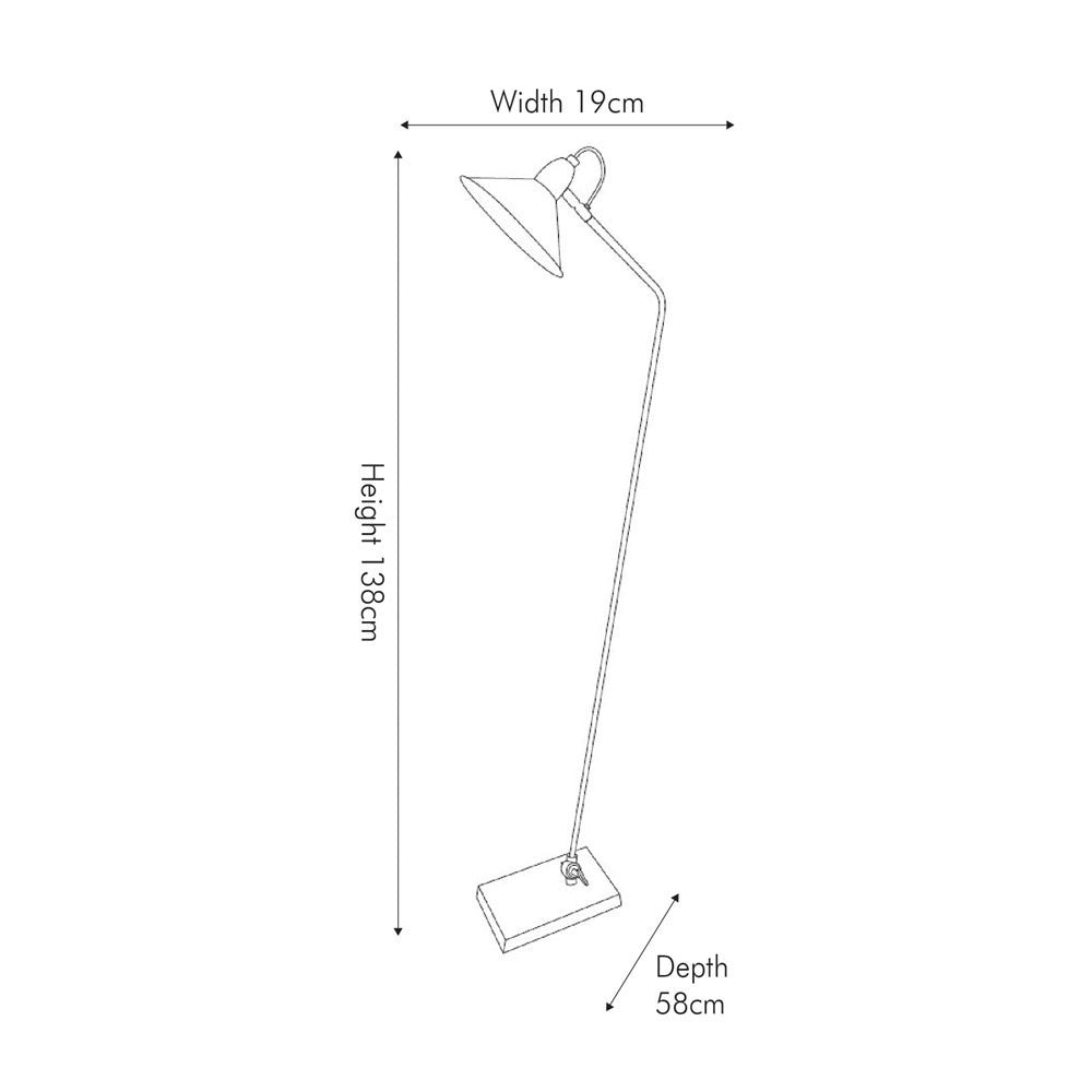 Industrial Black Floor Lamp – Metal Frame with Glass Shade