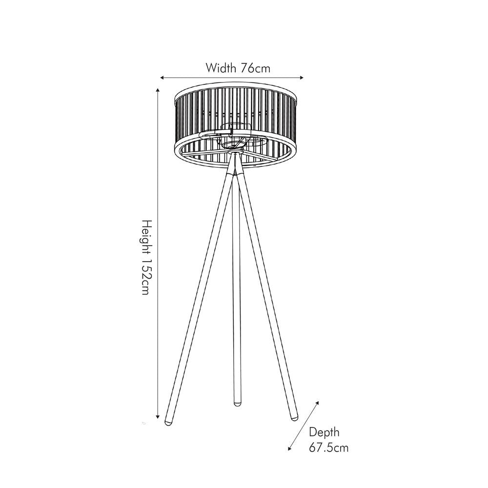 Charming Weathered Wood Tripod Floor Lamp – Modern Slatted Shade