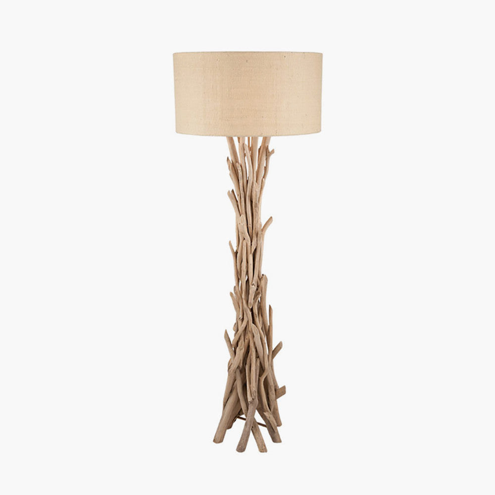Rustic Natural Wood Floor Lamp – Organic Driftwood Design