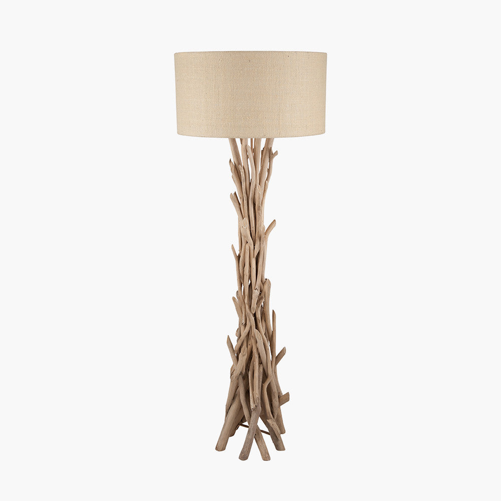 Rustic Natural Wood Floor Lamp – Organic Driftwood Design  