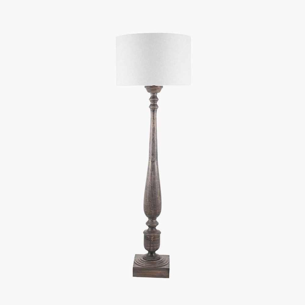 Rustic Grey Wash Wooden Floor Lamp Base – Elegant Mango Wood Design