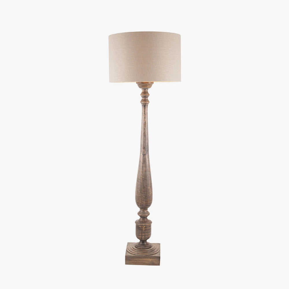 Rustic Grey Wash Wooden Floor Lamp Base – Elegant Mango Wood Design