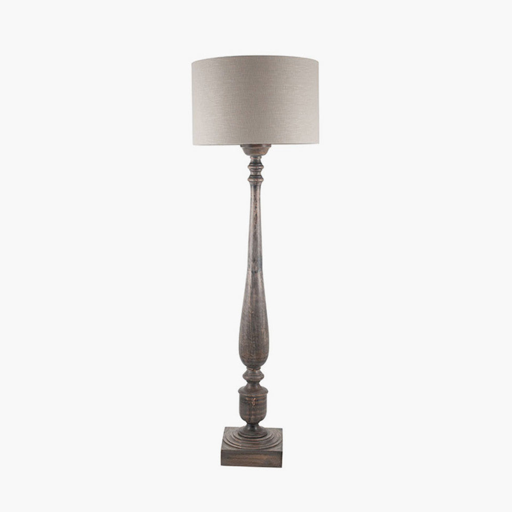 Rustic Grey Wash Wooden Floor Lamp Base – Elegant Mango Wood Design