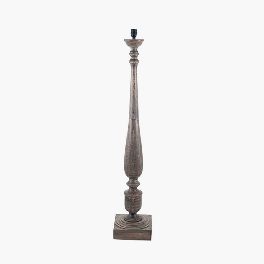Rustic Grey Wash Wooden Floor Lamp Base – Elegant Mango Wood Design  