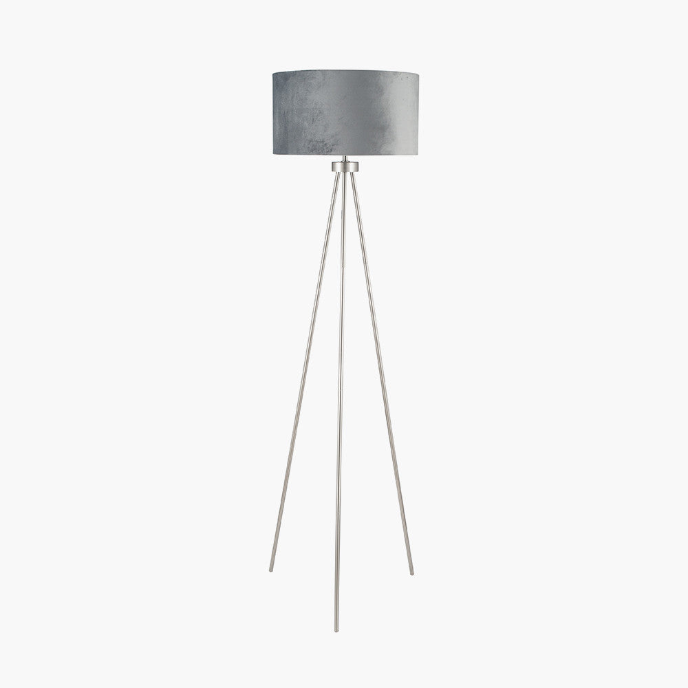 Chic Brushed Silver Tripod Floor Lamp – Modern Metal Design  