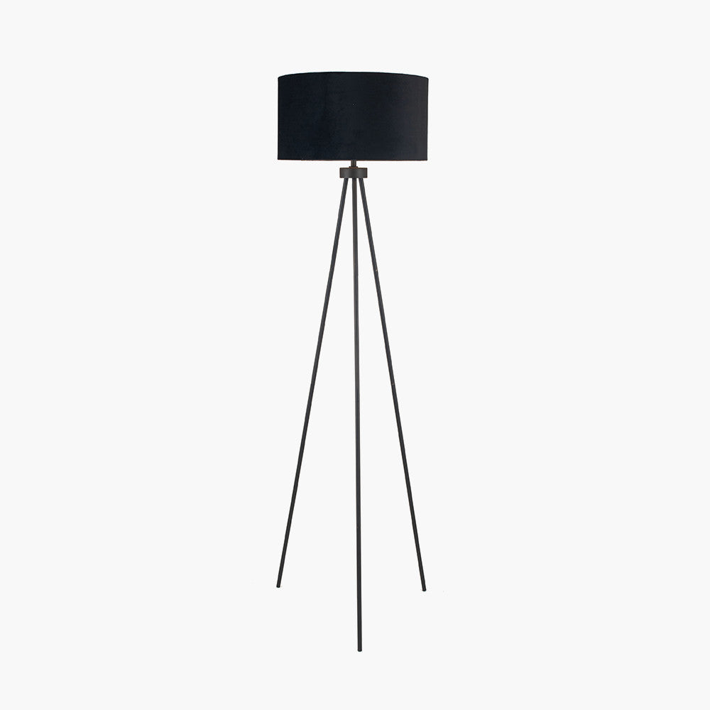 Sophisticated Matt Black Tripod Floor Lamp – Minimalist Metal Design