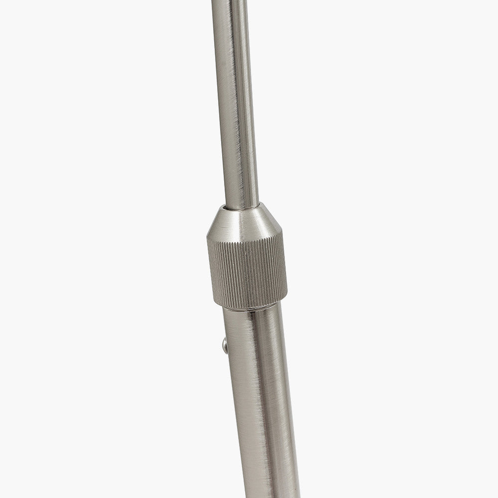 Modern Brushed Silver Floor Lamp – Arched Design with Marble Base