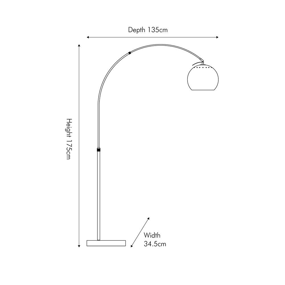 Modern Brushed Silver Floor Lamp – Arched Design with Marble Base