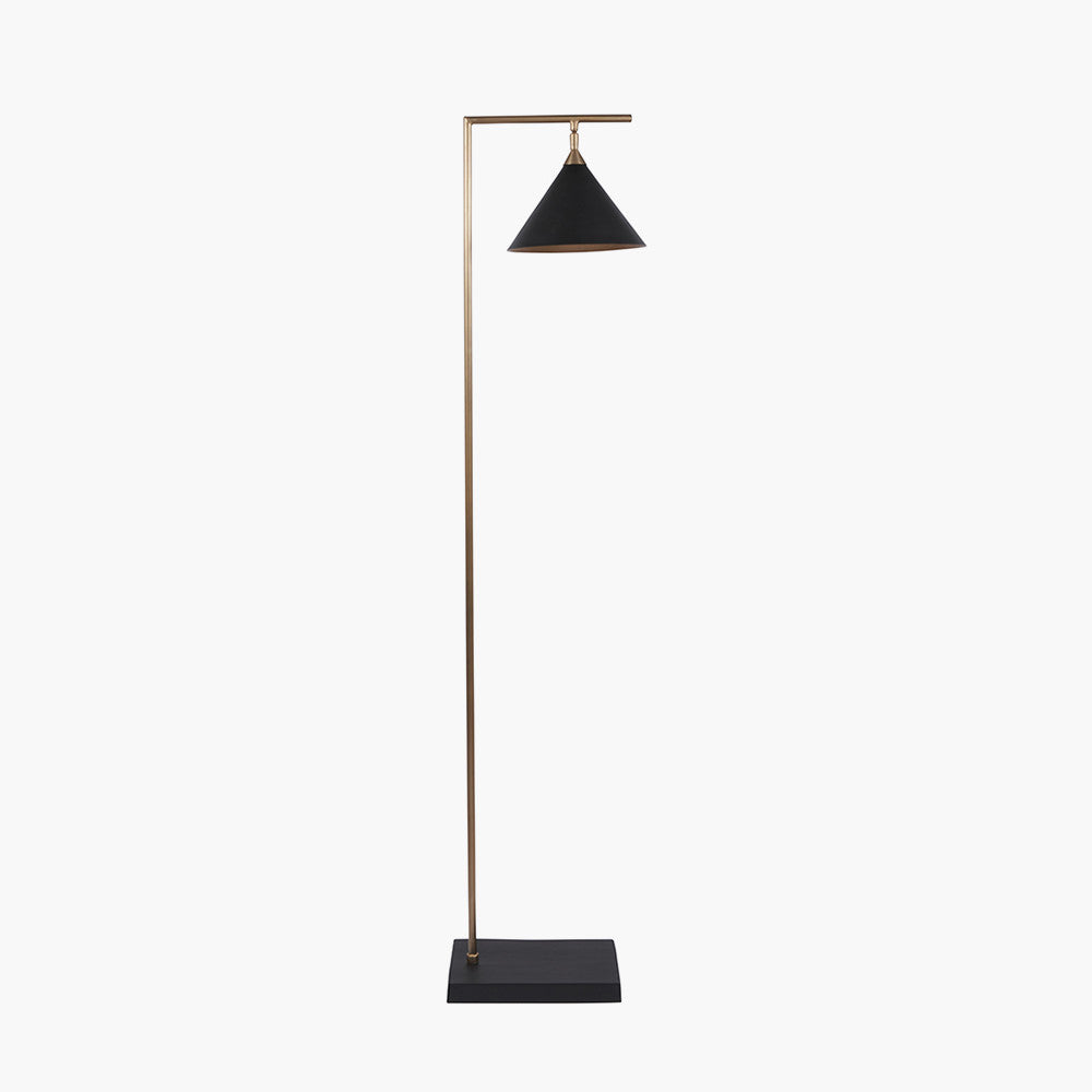 Sophisticated Matt Black & Antique Brass Floor Lamp – Modern Metal Design  