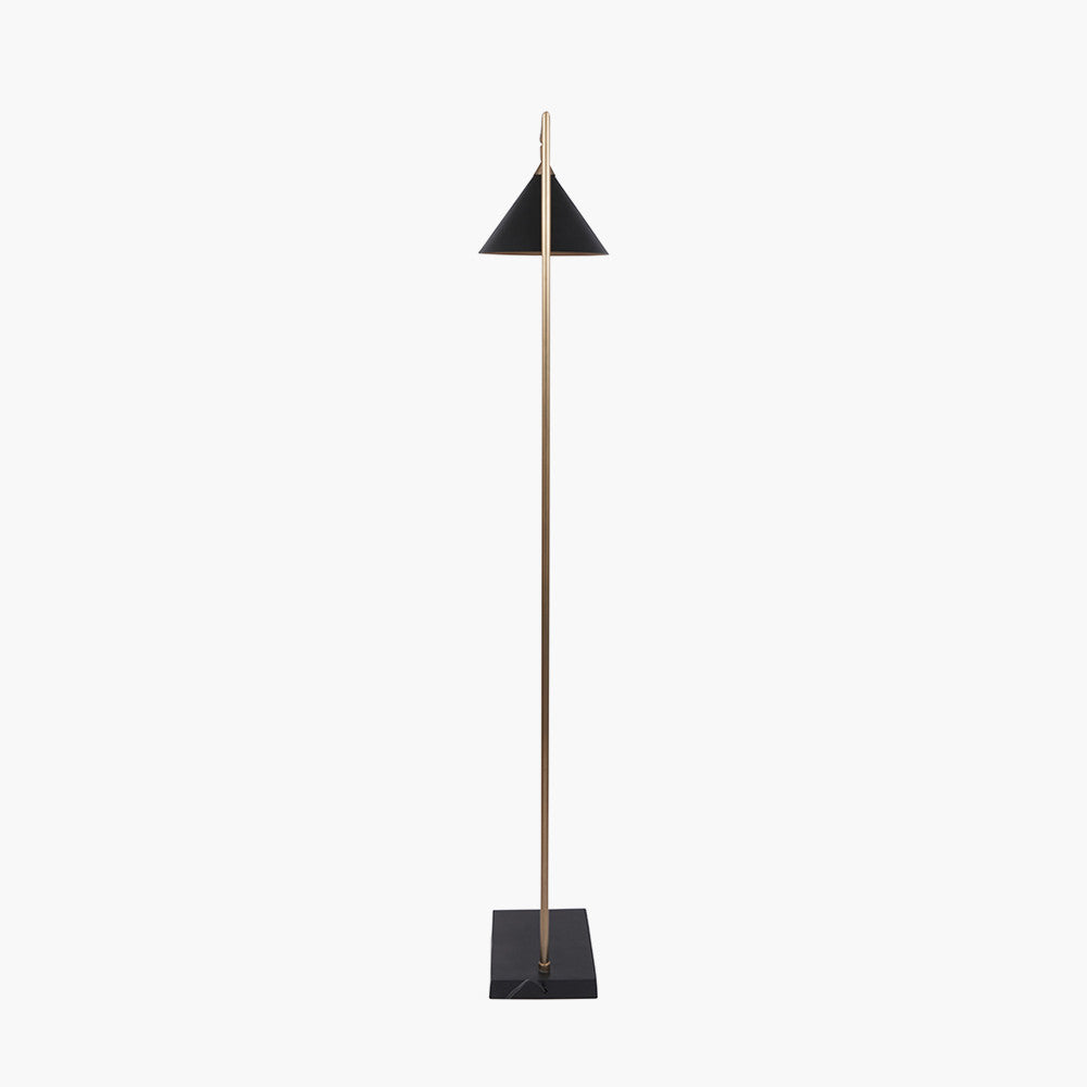 Sophisticated Matt Black & Antique Brass Floor Lamp – Modern Metal Design